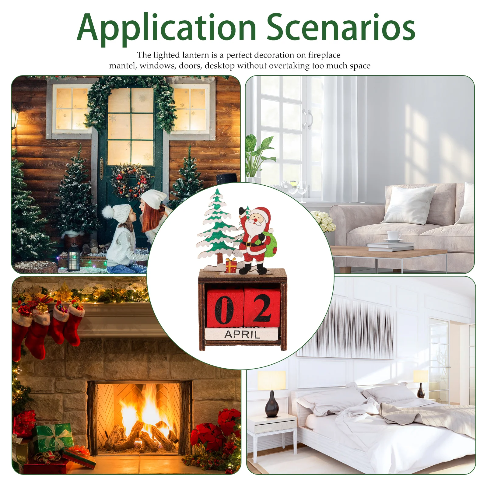 

Glowing House Decorations Christmas Calendar Luminous Wooden Desk Perpetual Desktop