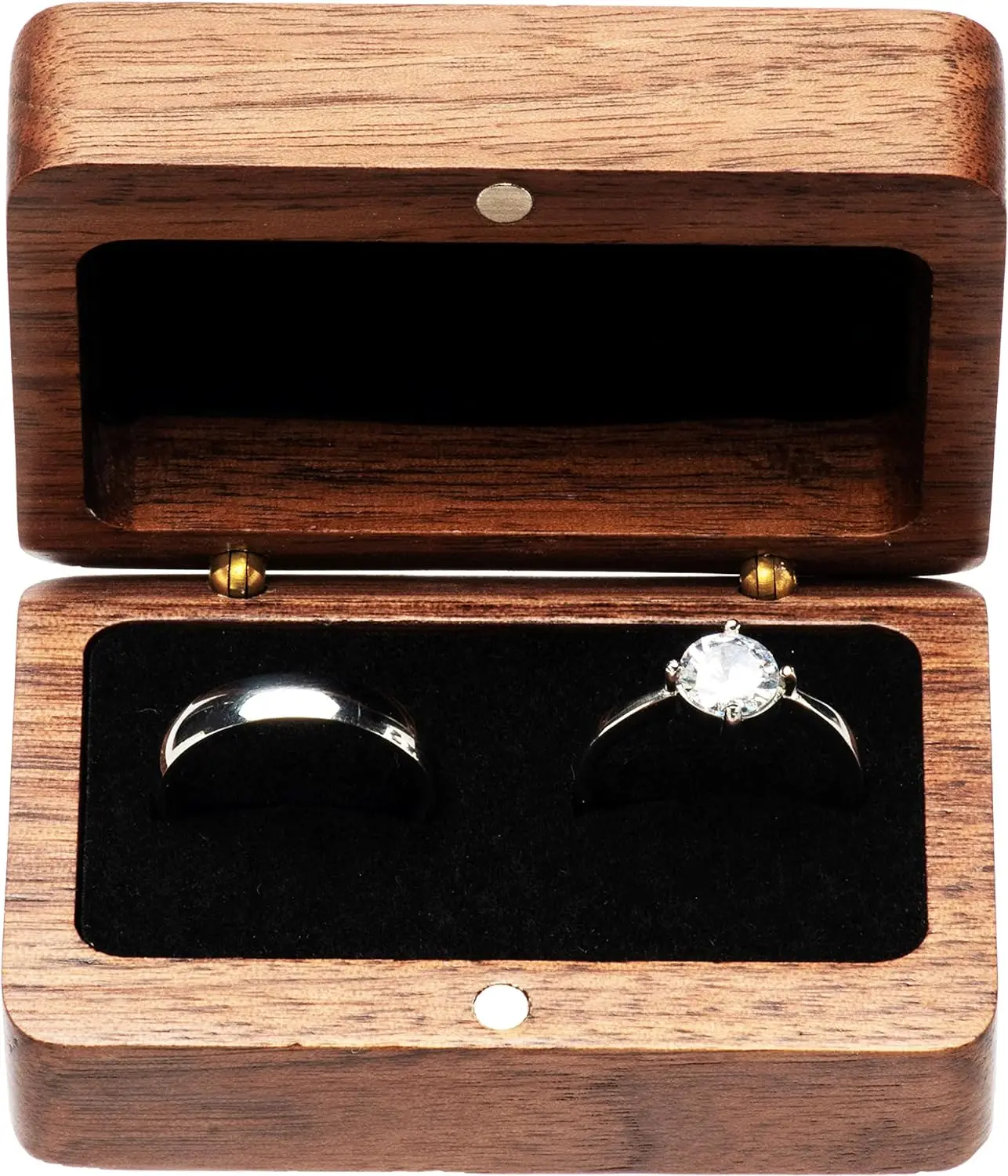 Vintage Wooden Ring Box for 2 Rings Unique Proposal Gift Wedding Engagement Ceremony Wood Case Holder Storage Boxes Surprise