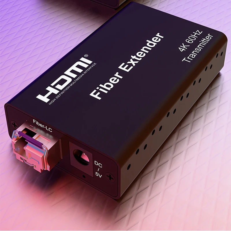 Extensor de fibra HDMI 4K60, hasta 20km a través de Cable de fibra óptica LC, transmisor y receptor de vídeo, compatible con extracto de Audio de 3,5mm HDR10