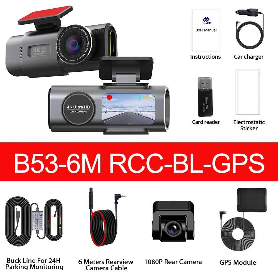 Dash Cam 4K Built-in WiFi Car DVR Night Vision G-Sensor Supports GPS 24H Parking Monitoring Black Box for Car image 3