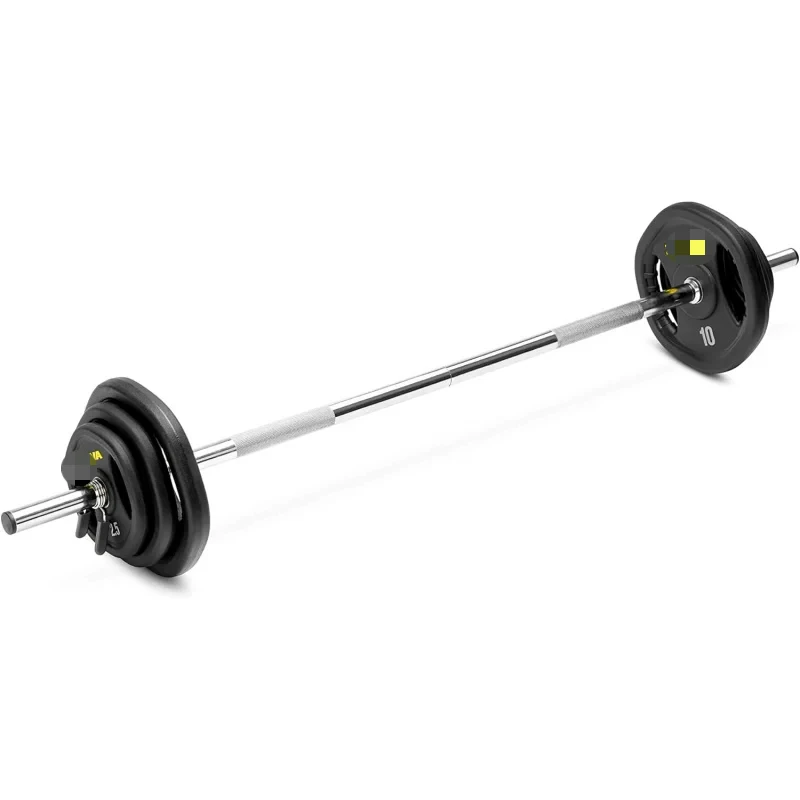 AQZIVA Adjustable Studio Barbell Set - 6 RPU Weight Plates,Knurled Chrome Bar (1.18 