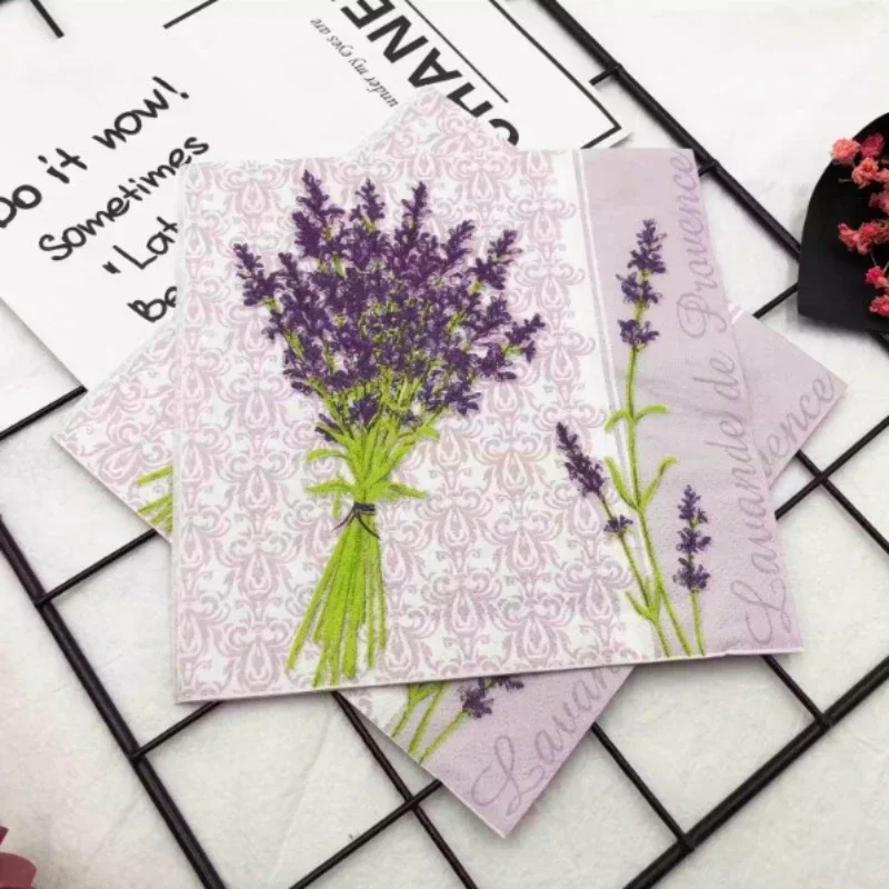 Printed Colorful Napkins Purple Lavender Hotel Cafe Wedding Party Lipstick Napkins Customizable and Wholesale Food Grade 20pcs/p