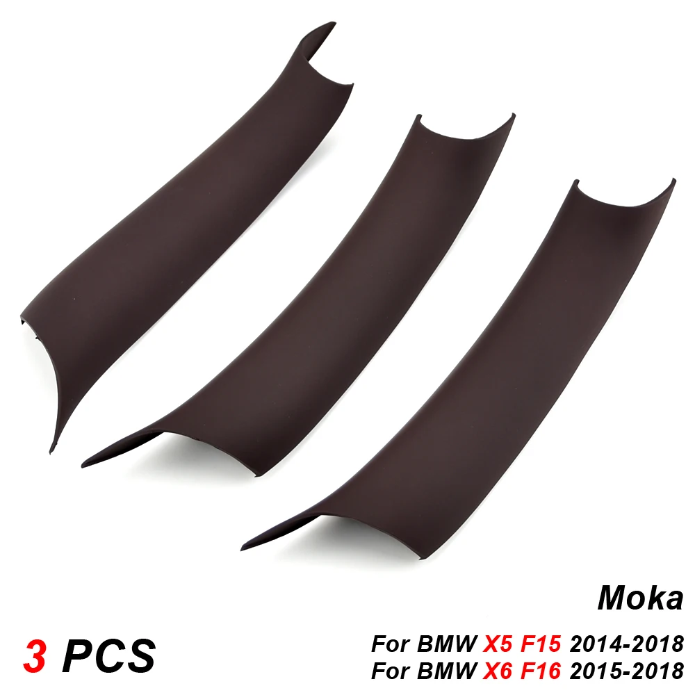 

3Pcs Car Styling Interior Door Panel Handle Inner Pull Protective Cover Trim Black For BMW X5 F15 X6 F16 2014-2018