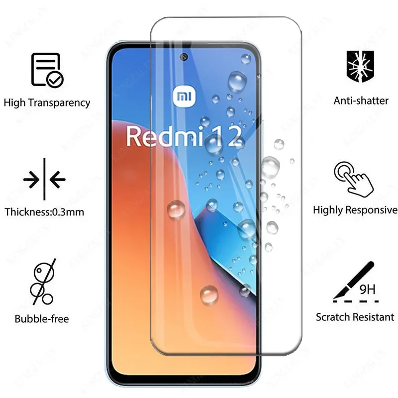 Tempered Glass for Xiaomi Redmi 12 12R 12C 12 5G 13C Full Coverage Protective Glass Screen Protector for Xiaomi Redmi 12 Glass
