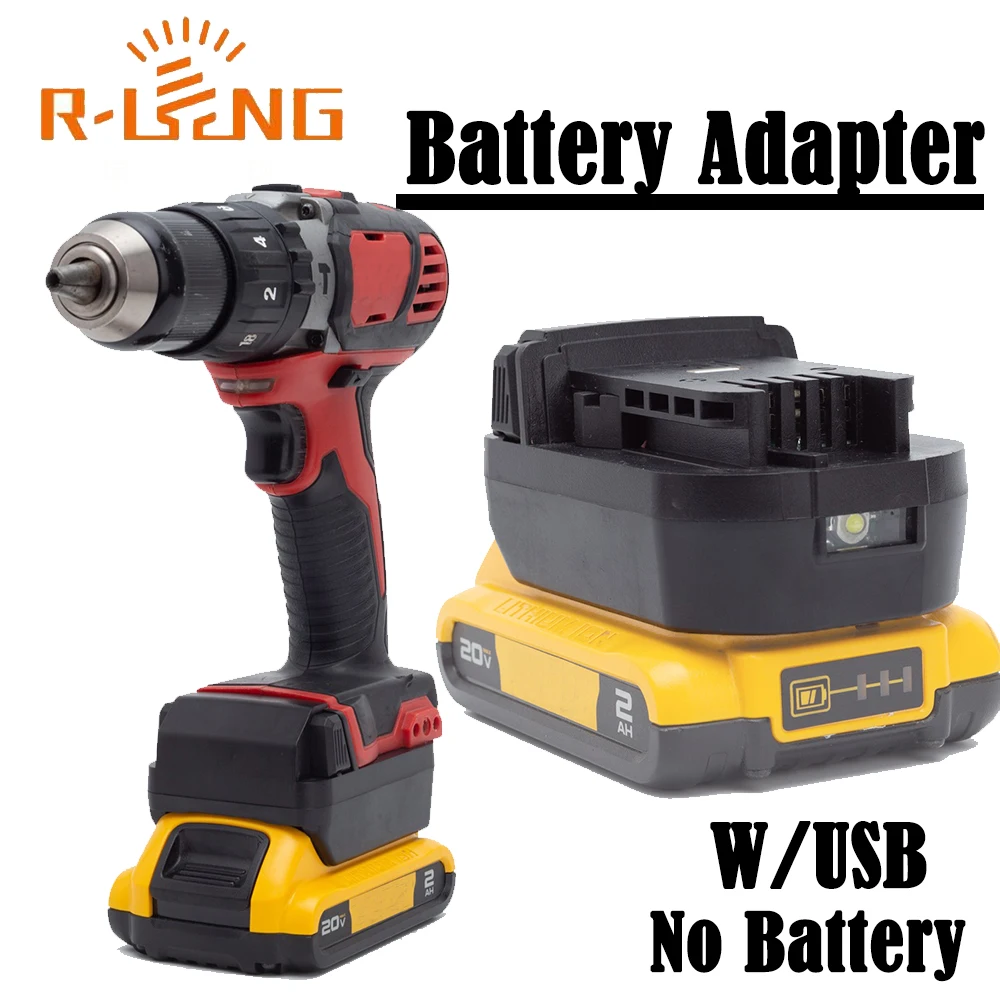 

Battery Converter Adapter for DeWalt 18V Li-ion to for Milwaukee 18V Power Cordless Tool W/LED Light and USB(NO Battery )