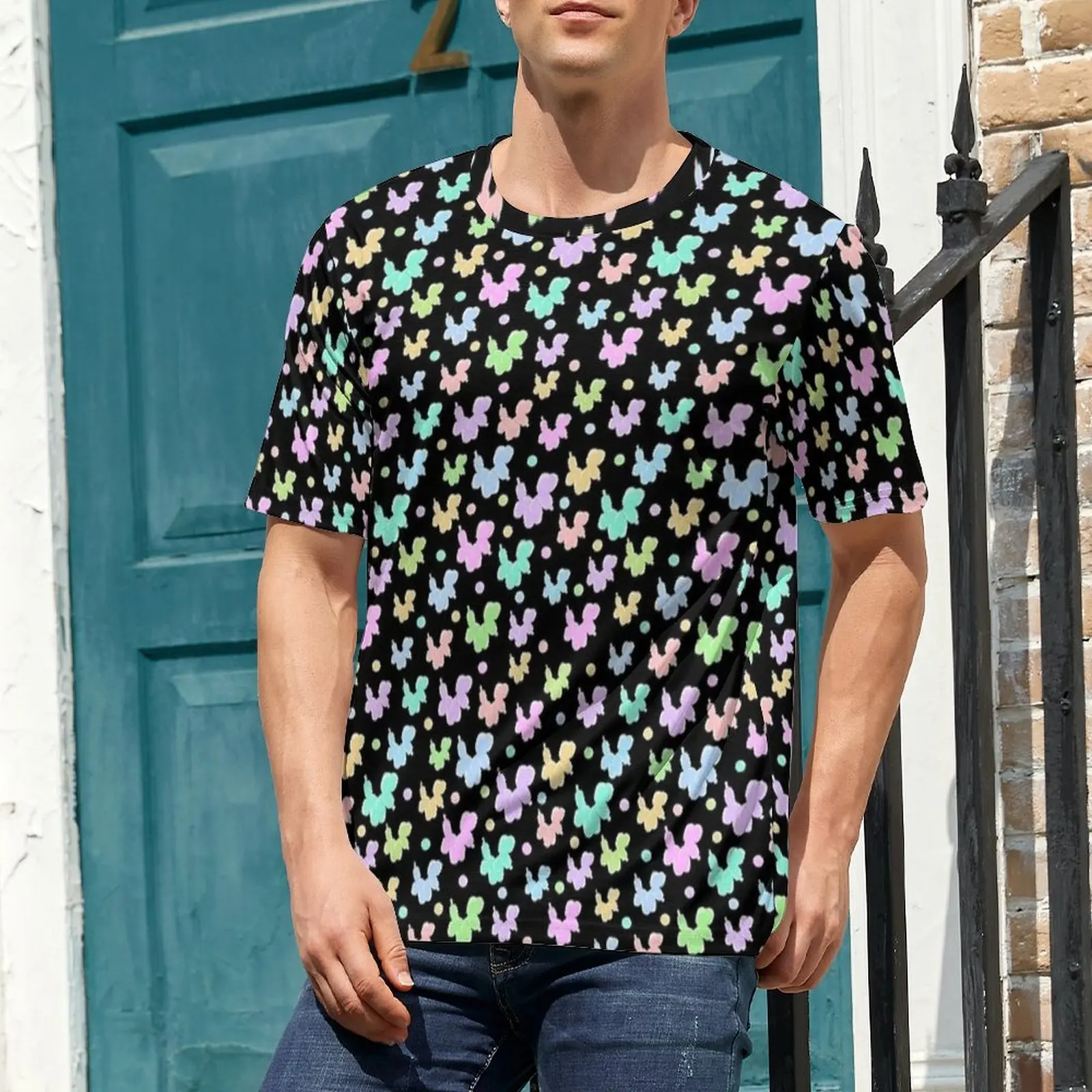 Beach T Shirt Pastel Balloon Dog Black Print T Shirts Aesthetic Popular Tees For Man Short Sleeve Pattern Oversized Tops