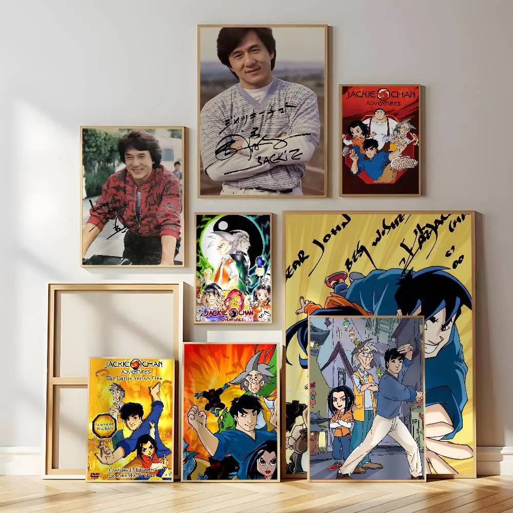 J-Jackie Chan Martial Arts Adventures Poster Self-adhesive Art Waterproof Paper Sticker Coffee House Bar Room Wall Decor