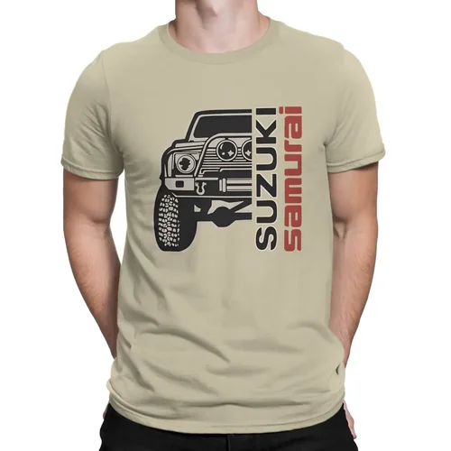 Imagen 2 del producto Camisetas de cuello redondo para hombre, ropa de algodón puro de gran tamaño, harajuku, estampado de coche samurái, S-SUZUKI, manga corta