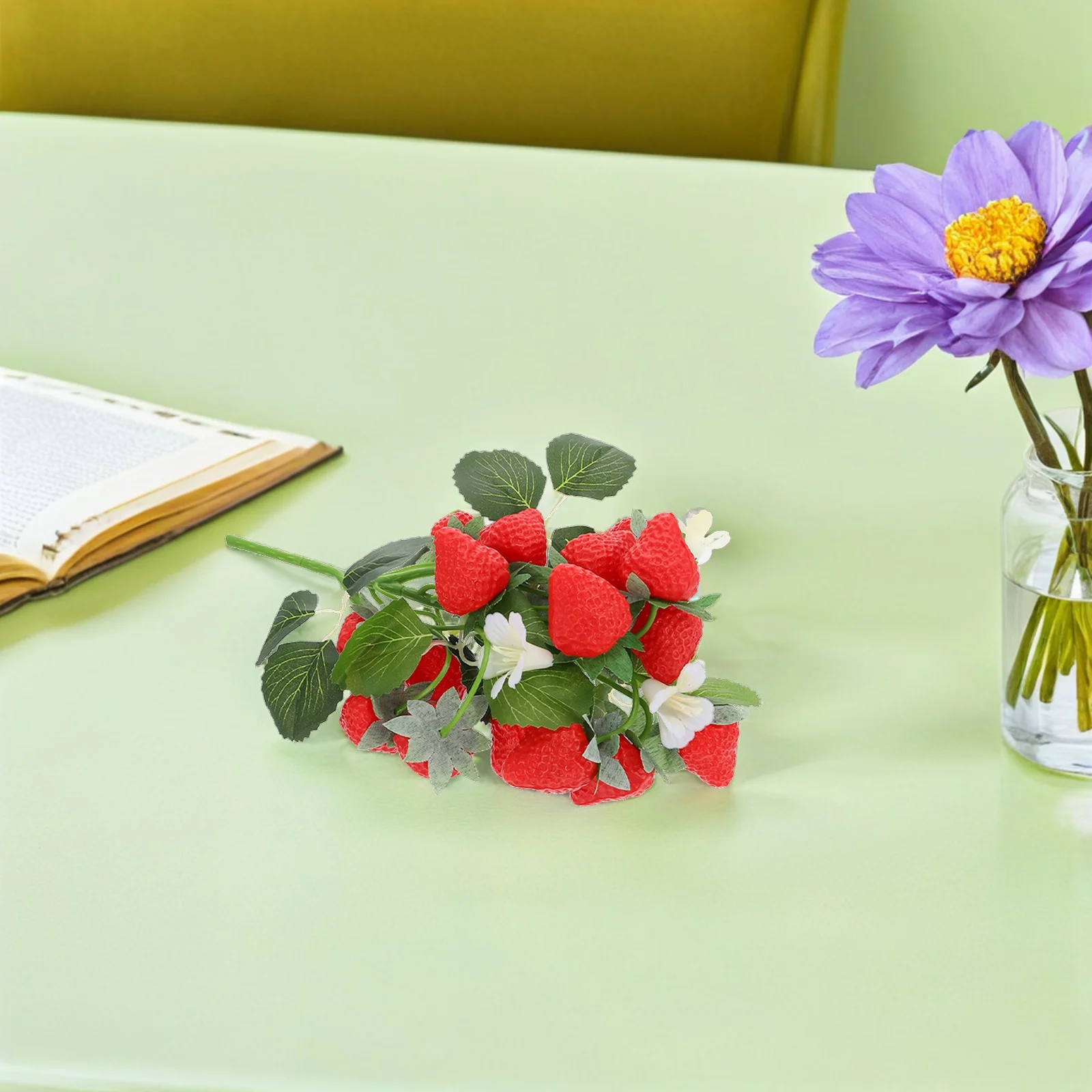 

2pcs Realistic Fake Strawberry Bouquet Artificial Fruit Arrangement For Home Kitchen Office Desk Wedding Party Decor