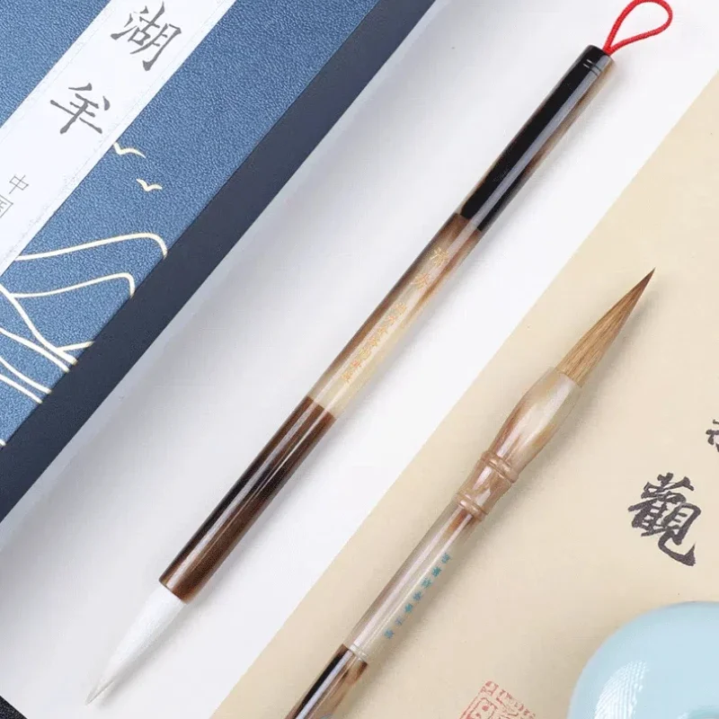 Regular Script mixed Hair Brush Ox Horn Brush Holder  Woolen Hair Brush Traditional Chinese Painting Calligraphy Brush Pen