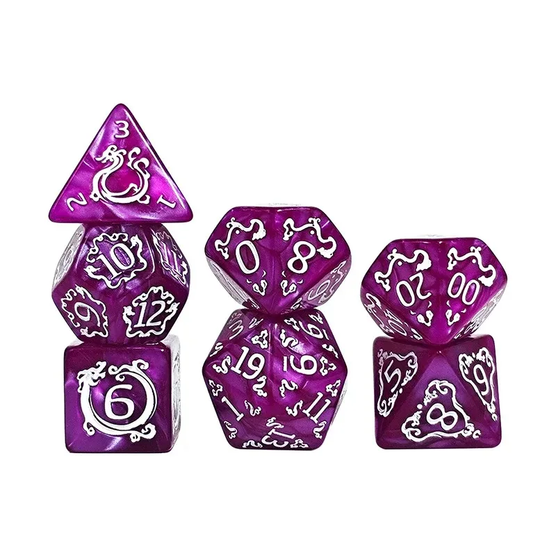 7Pcs Set Dice Dragon Pattern Polyhedral Dices Role Playing Board Game Dice Gift for Bars, parties Entertainment