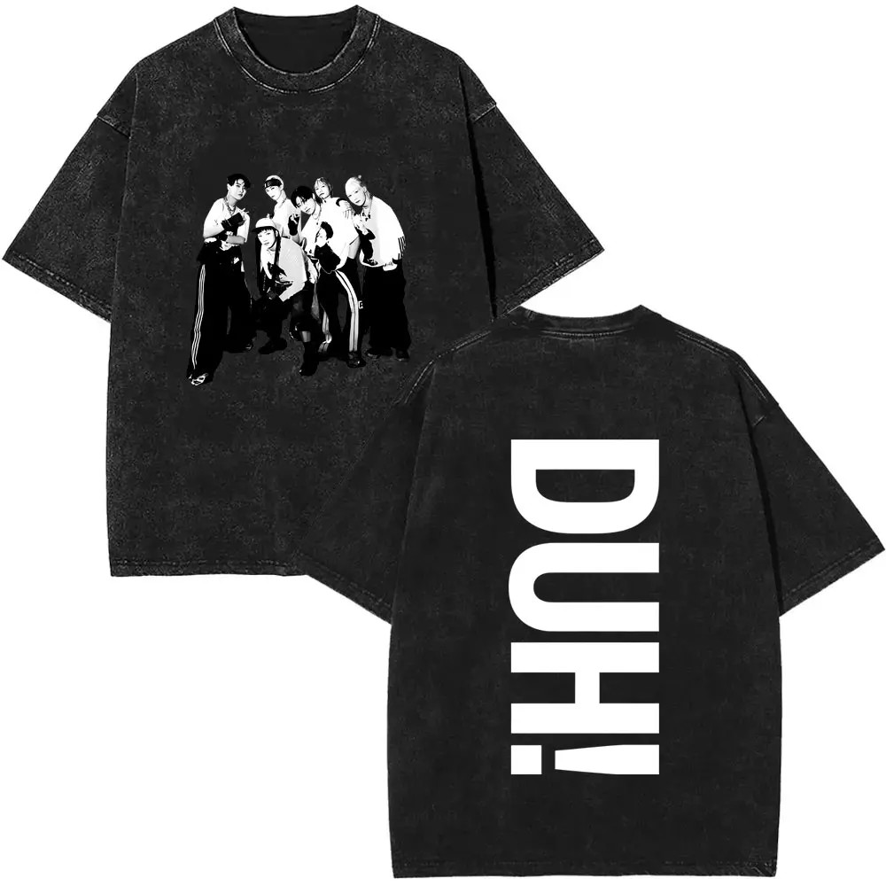 

Korean P1Harmony 2025 DUH Same Vintage Washed T-shirt Men Women Kpop Fashion Trend Streetwear Men's Hip Hop Oversized T Shirts