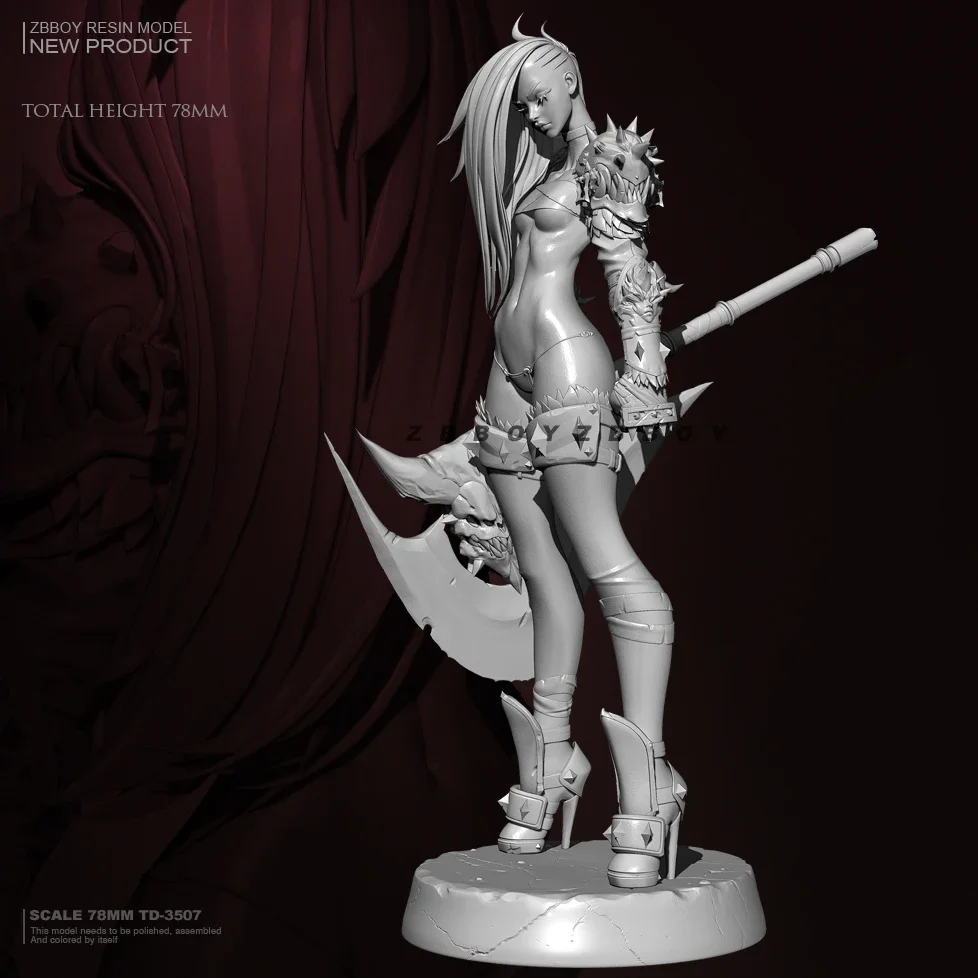 Kits de modèles en résine 78mm, figurine beauté incolore et auto-assemblée TD-3507