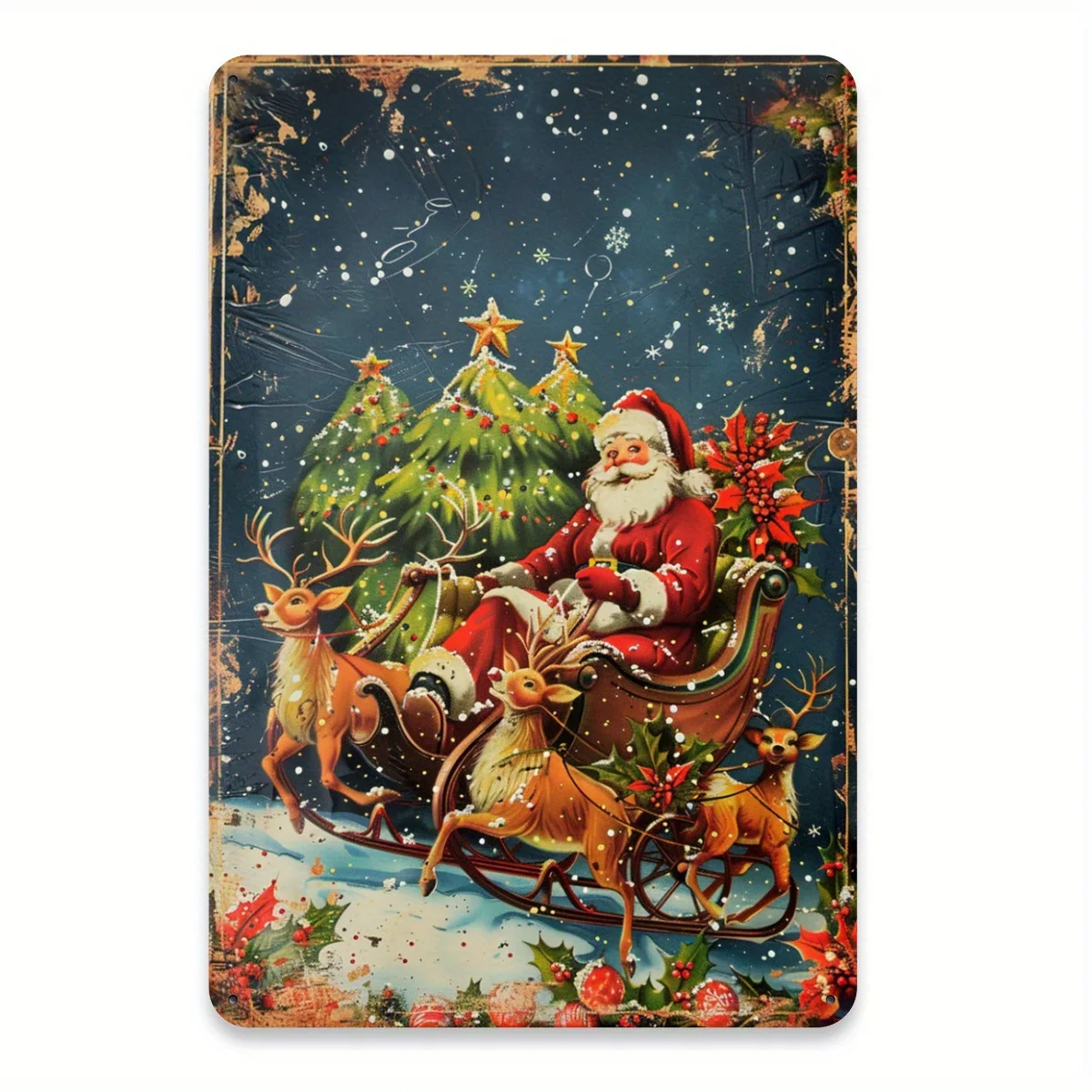 Vintage Santa Metal Tin Sign | Perfect for Indoor/Outdoor Decor, Wall Art in Bedroom, Office, Cafe, or Garage, Best for Chris
