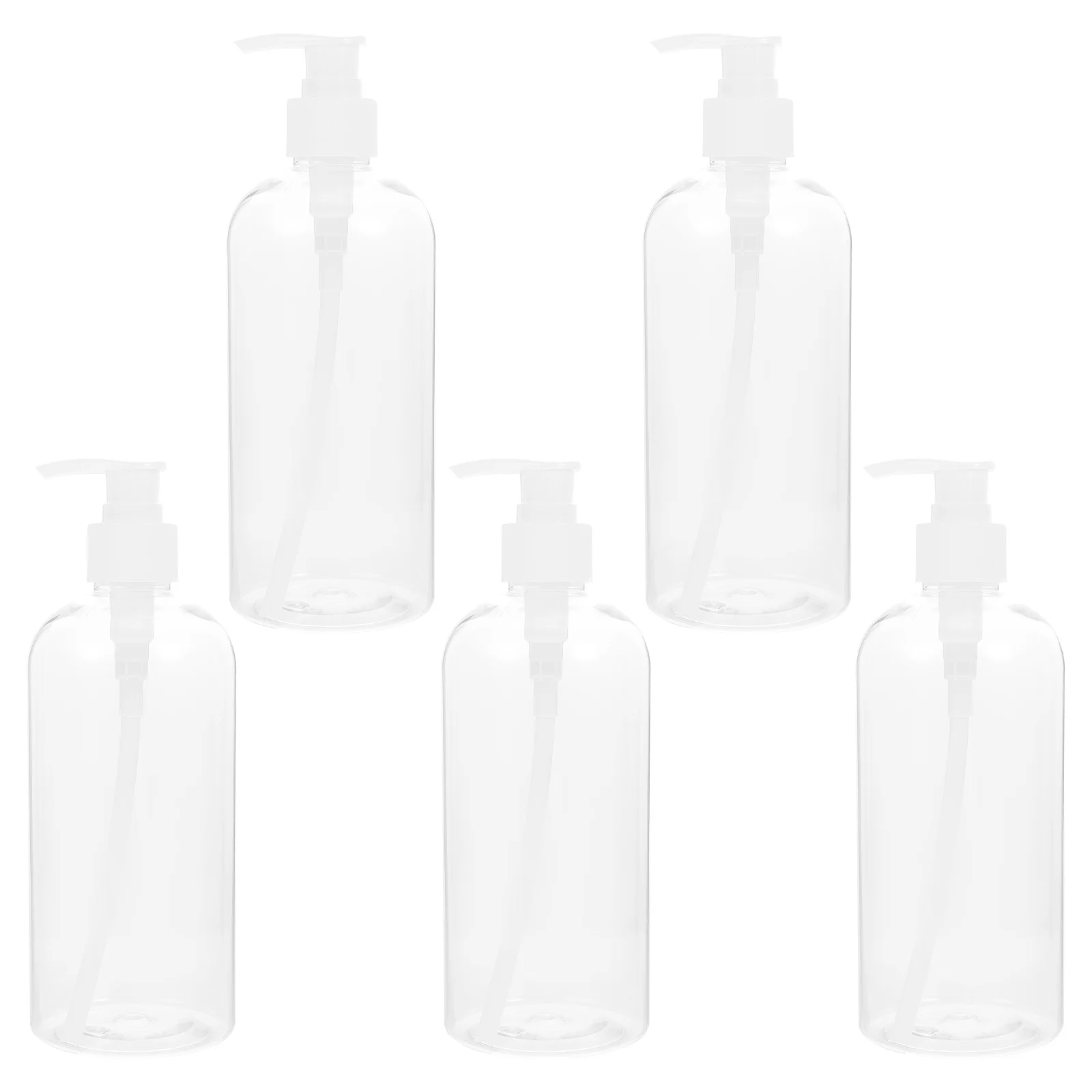 5Pcs Refillable Liquid Bottles Plastic Press Pump Design Empty Lotion Dispensers Bathroom Hand Soap Container Travel Shampoo