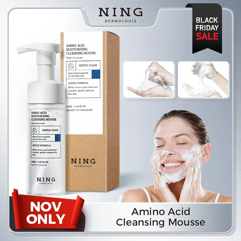 

Amino Acid Facial Cleanser Mousse: With Natural Botanicals & Triple Ceramides, Gentle Hydrating & Soothing | For Sensitive Skin