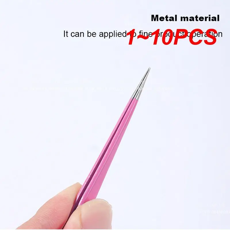 1~10PCS Dual End Straight Nail Art Tweezers with Silicone Pressing Head Picking Rhinestones Eyelash Nail Tweezer Stickers Nail