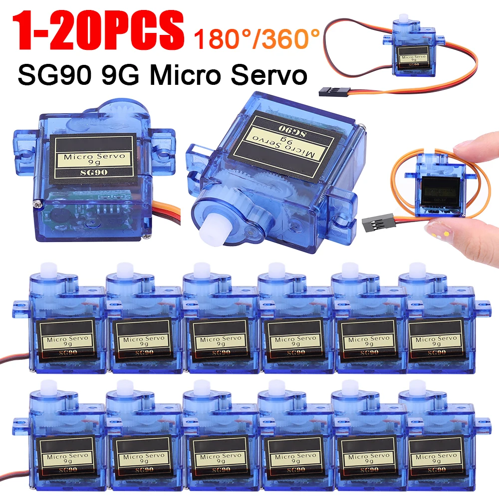 1-20pcs SG90 digital servo motor, mini 9g remote control car,toy helicopter, airplane, boat, robot, car, 180/360 degree rotation