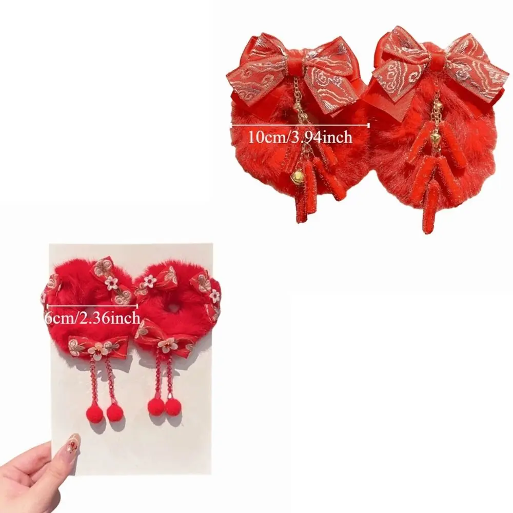 إكسسوارات الشعر على الطراز الصيني التقليدي، ربطات شعر على شكل فيونكة قطيفة للعام الجديد، حبال شعر على شكل فراشة السمك للأطفال، استخدام الأطفال #5