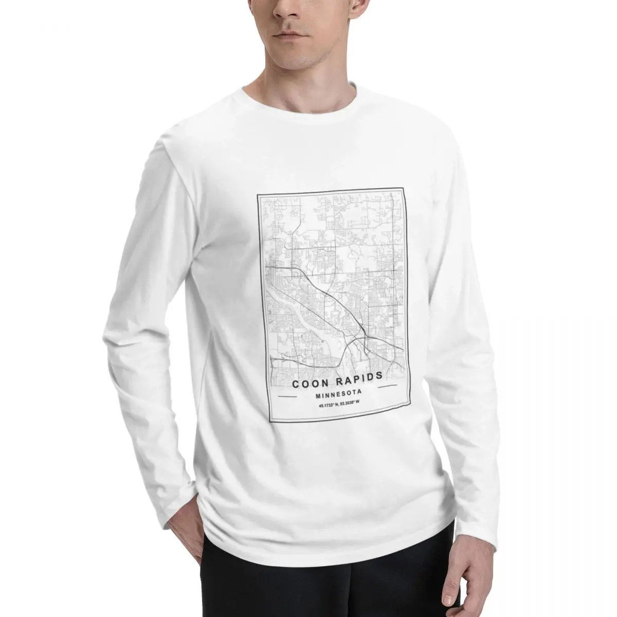 Coon_Rapids_City_Map Premium Men's Long Sleeve Tee - Classic Design with Superior Comfort for All-Day Wear