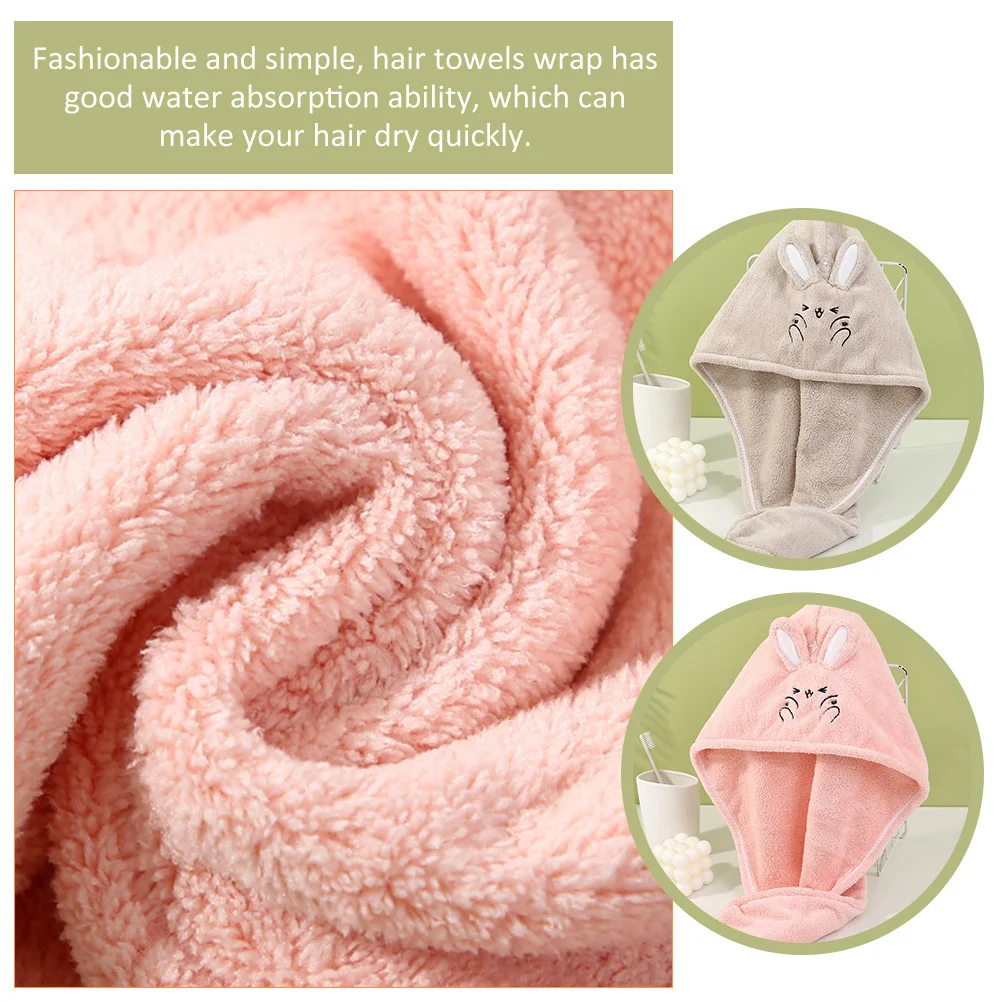 

2Pcs Hair Drying Towel Wrap Fast Absorbent Soft Comfortable Turban Dry Hair Cap for Kids Adults Spa Bath Kids Towels
