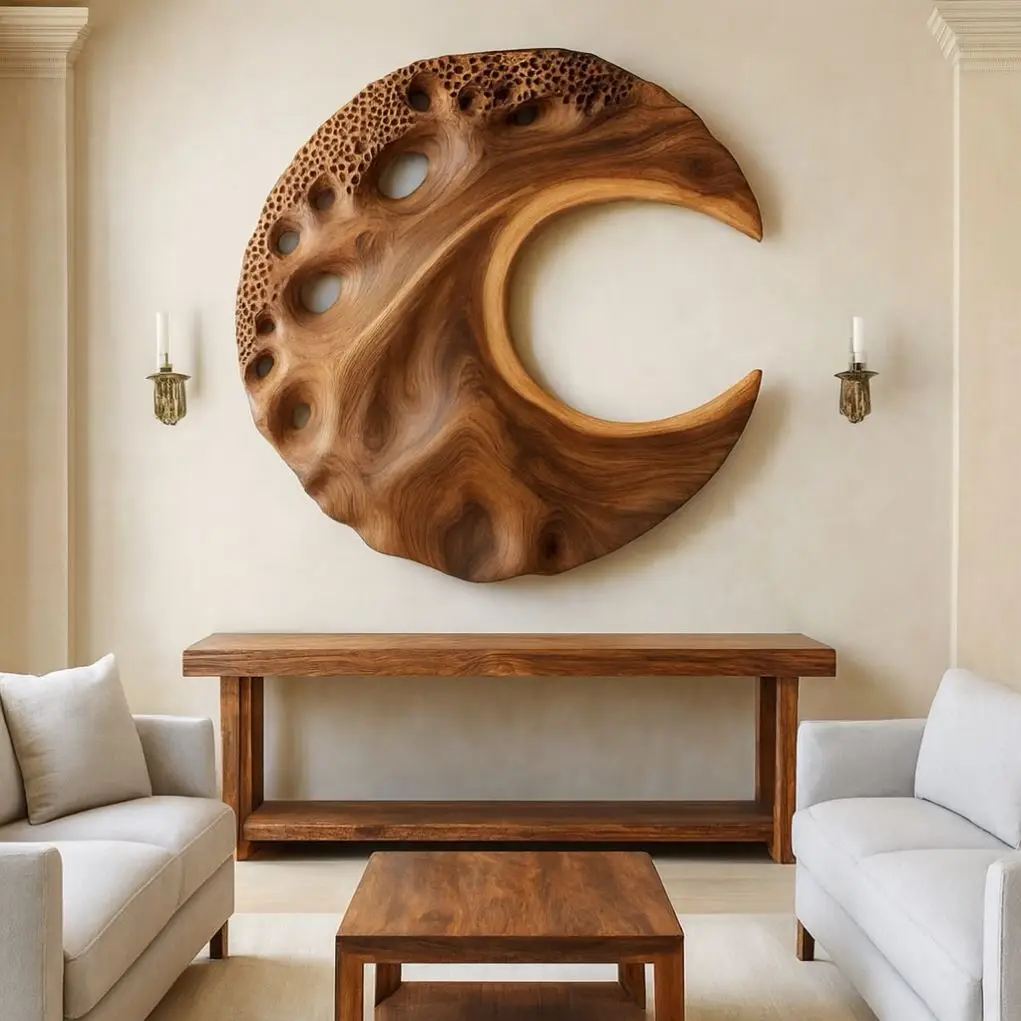 &q Round Wood Wall Sculpture Hand Carved Wave Relief Wall Art Modern Organic Decor Abstract Textured Wall Art Home Decorative
