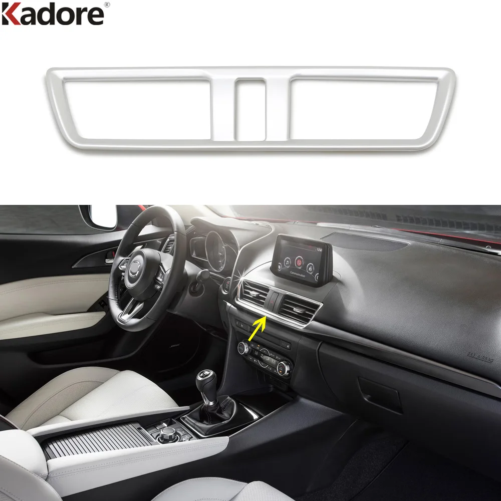For Mazda 3 M3 Axela 2017 2018 Matte Car Center Air Condition Vent Outlet Cover Trim Decoration Interior Mouldings Accessories