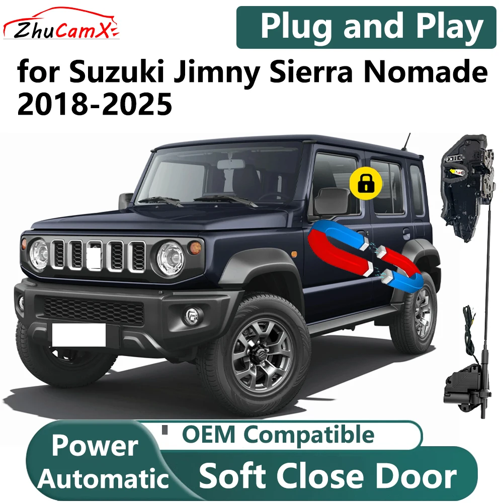 ZhuCamX for Suzuki Jimny Sierra Nomade 2018-2025 Car Electric Soft Close Door System Power Closing Door Latch Lock Plug and play
