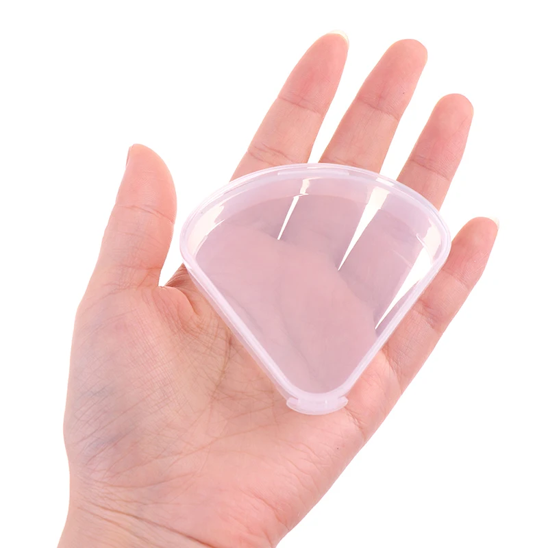 *1Pcs Portable Triangle Sponge Transparent Cosmetic Bag Makeup Puff Box Storage Case , 7*6.5cm