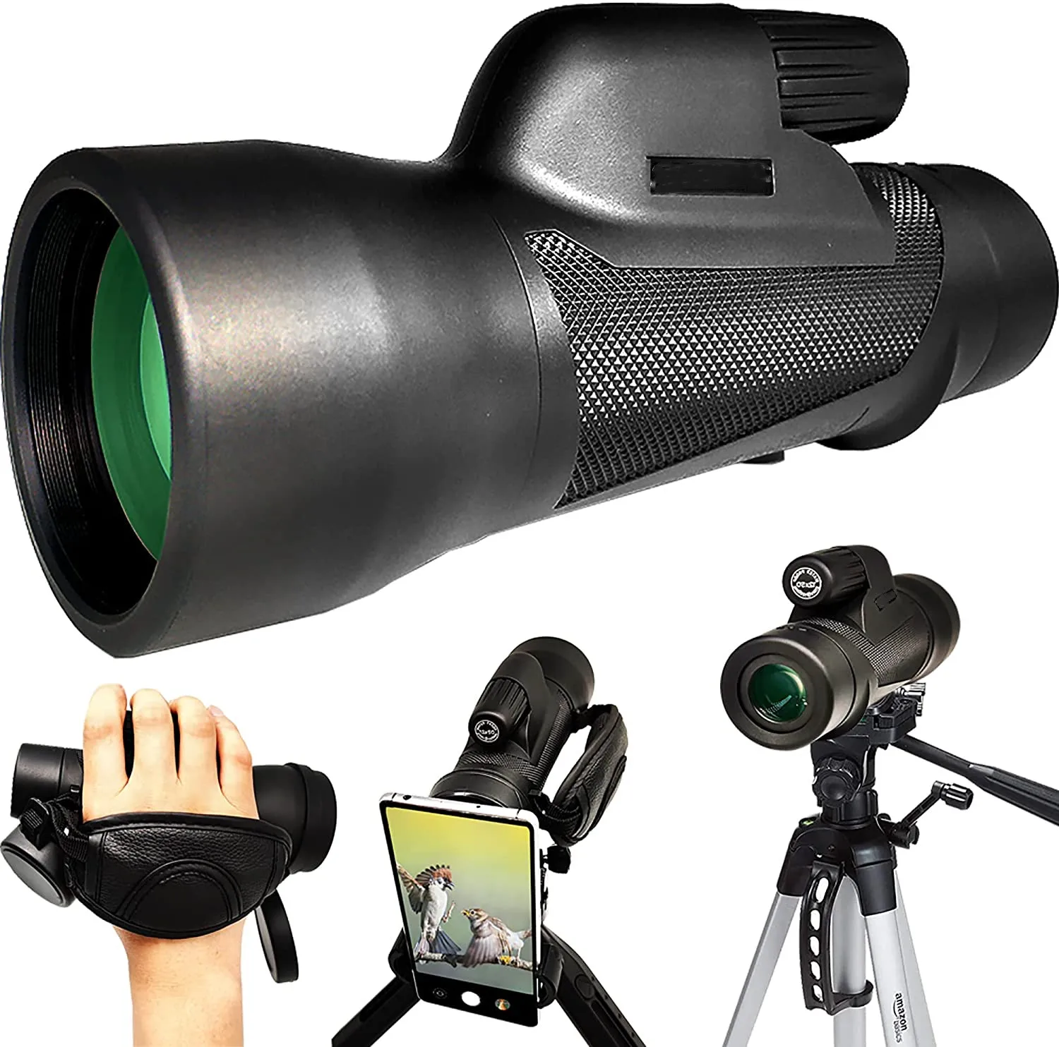 TONTUBE 80x100/12x50 Professional Monocular Telescope Hd Powerful Portable Monocular High Quality Photo Taking for Camping