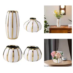 Light Luxury Vase Decoration Ceramic Vase White Gold Painted Ceramic Flower Pot Tabletop Vase For Wedding Dining Room