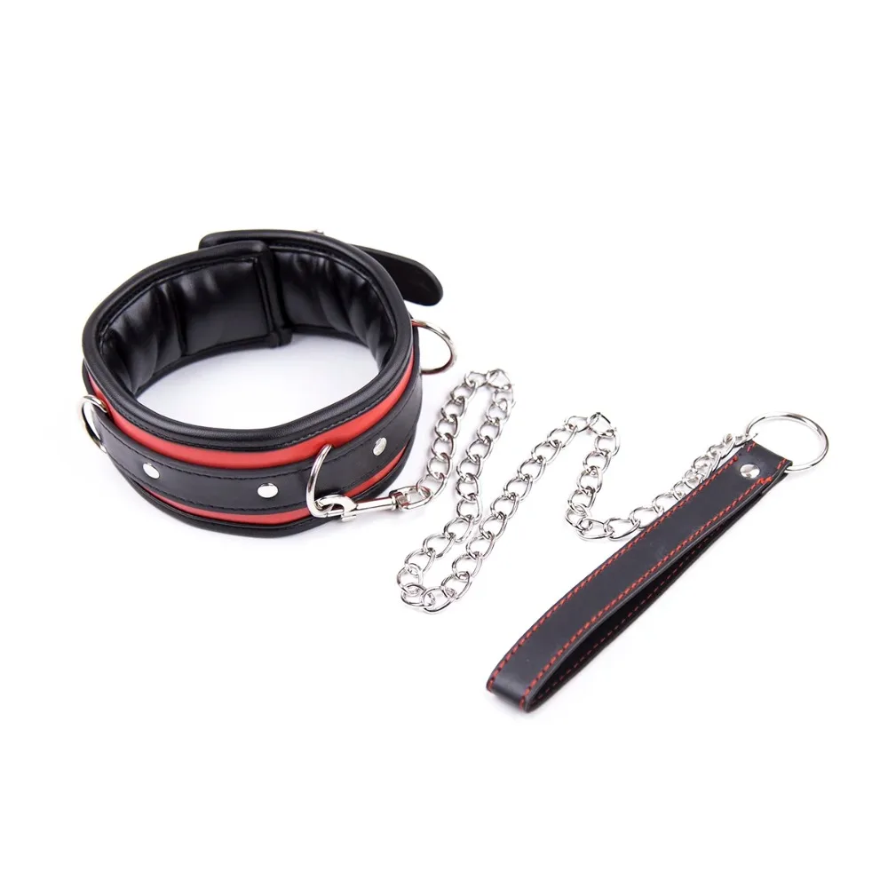 Bdsm Bondage Collar Leather And Iron Chain Link Metal Hole Slave Collars For Women Sex Toys For Couples Sex Restraints view 3