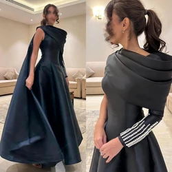 Simple Prom  Sexy Casual  Off-the-shoulder Ball gown Formal Ocassion Gown  Anke length Satin Evening Dress