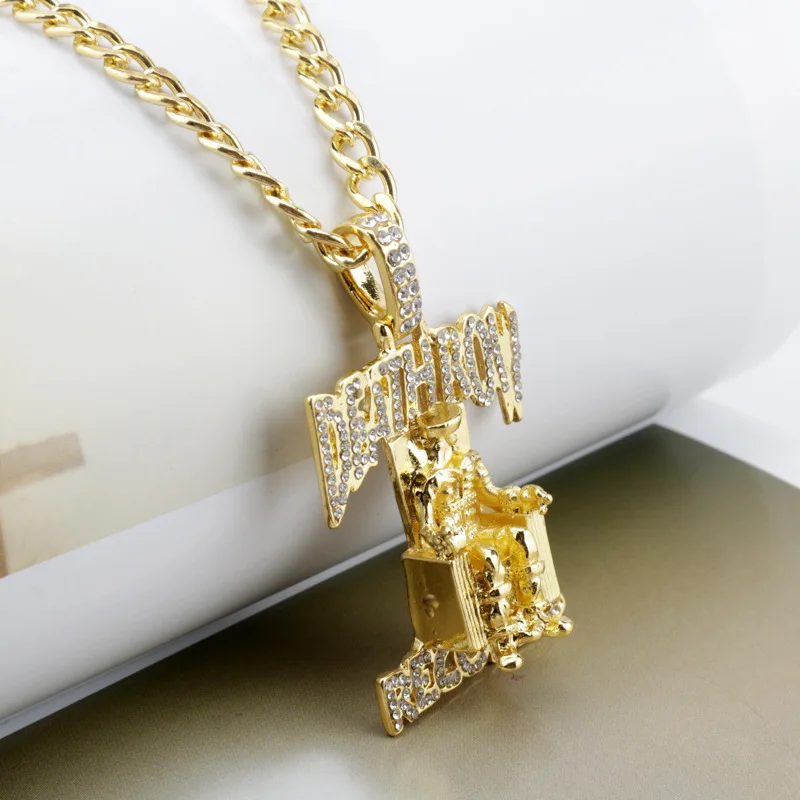 Exquisite AAA Zircon Inlaid Trendy Hip Hop Prisoner Necklace Death Prisoner Zircon Pendant Wholesale in Stock