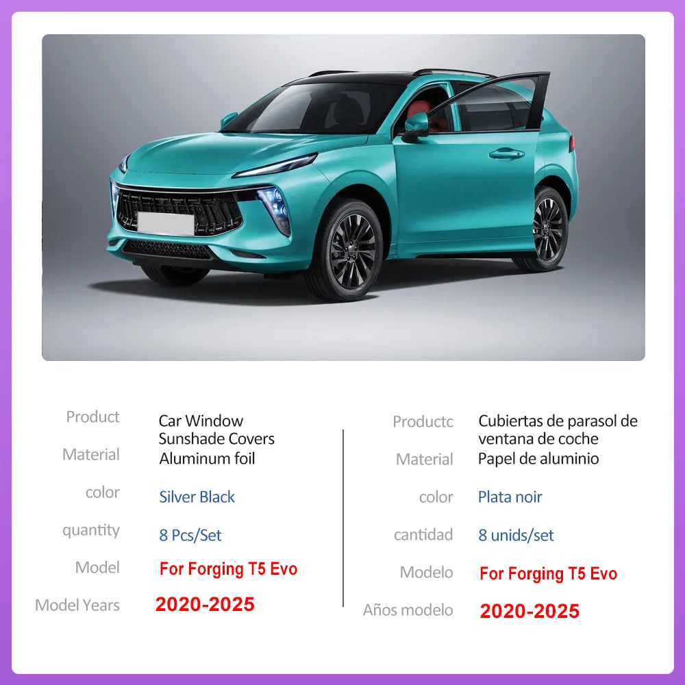 Car Sun Visors Covers For Forging T5 Evo Accessories Leiting Friday EV 2020-2025 Side Window Covers UV Protection Auto Body Kit