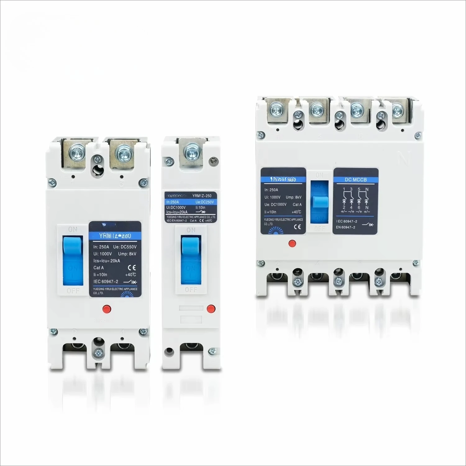 YRO DC MCCB 3P Circuit Breaker 200A 250A 750V Main Switch for PV Combiner Box and Battery Protection