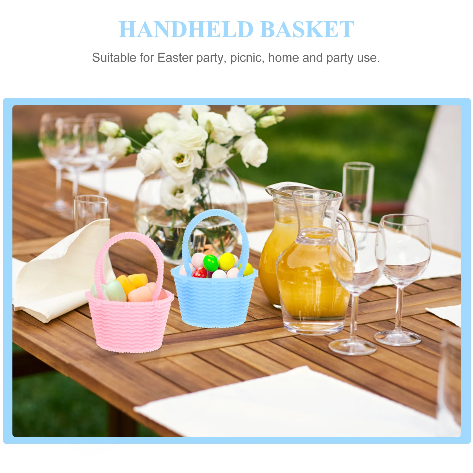 

6pcs Plastic Candy Box Kids Basket with Handle Lightweight for Fruits Easter Eggs Storage Picnic