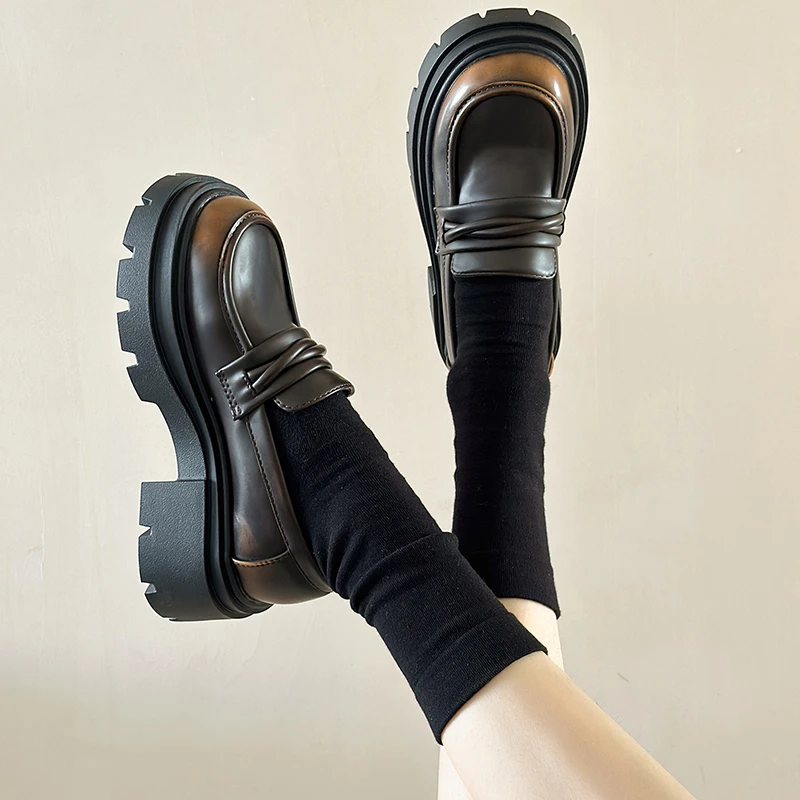 

Новинка 2023 года, женские туфли на плоской подошве, летние универсальные туфли без шнуровки на платформе с толстой подошвой, удобные туфли на плоской подошве с круглым носком