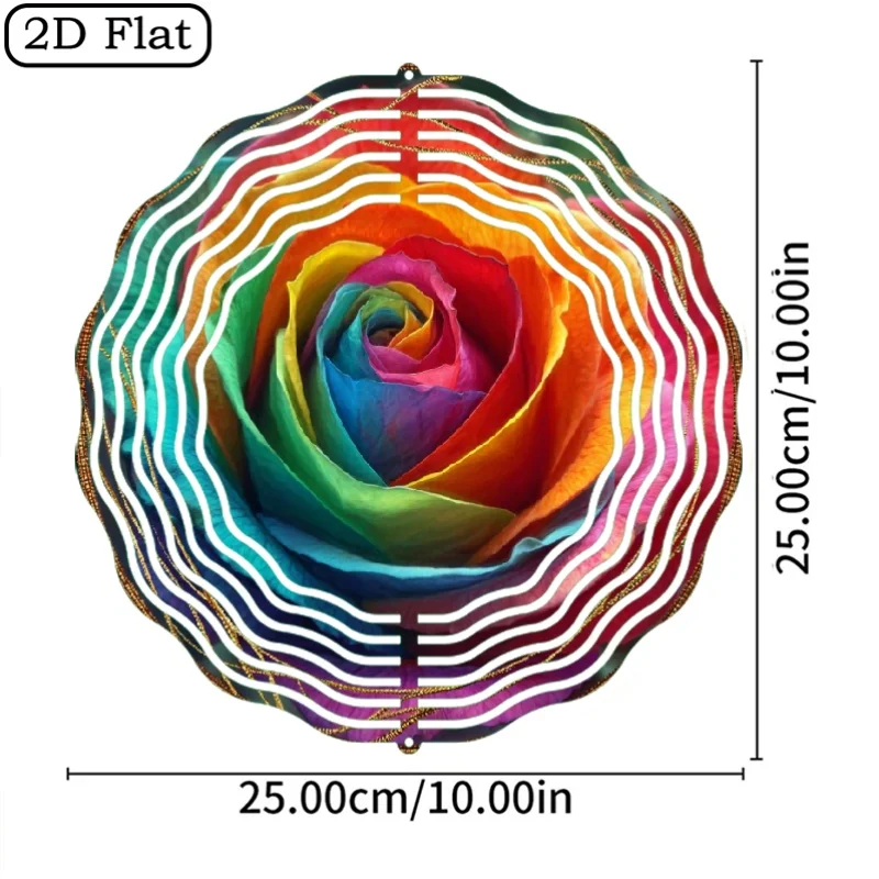10-Inch Metal Hanging Wind Chime - Elegant Floral Decoration with Rainbow Colors - Suitable for Outdoor/Indoor Hanging Decor