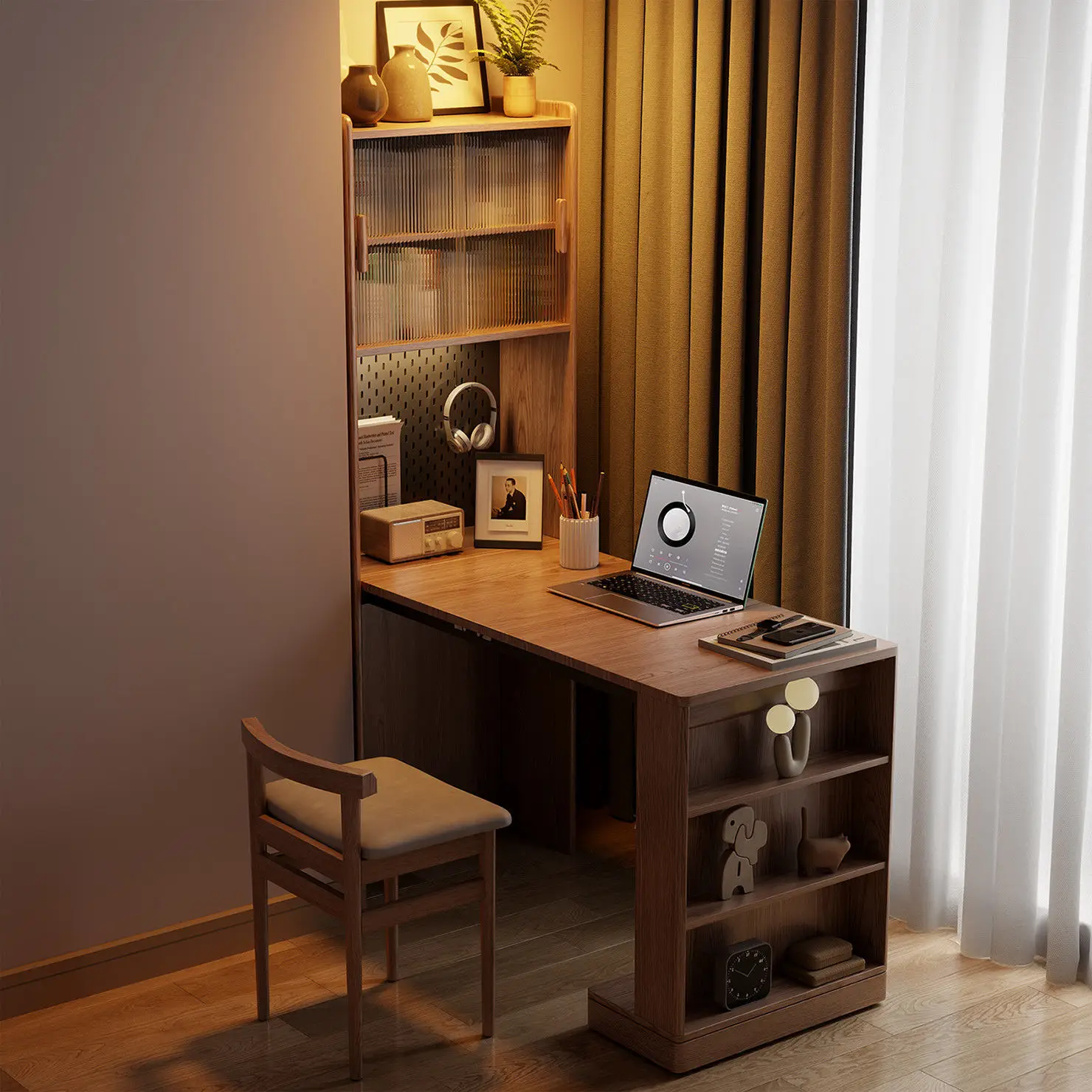 

Solid wood folding computer desk, household children's study table, small apartment folding