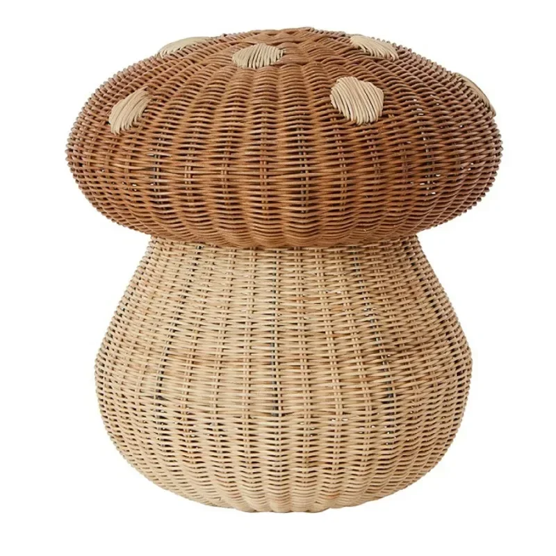 Mir de rangement en rotin tissé nordique, forme de pièce plus lente, panier à jouets pour enfants, panier multifonctionnel pour chambre à coucher, panier à vêtements sales