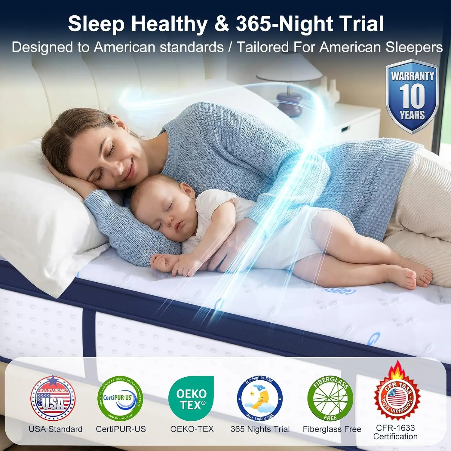 14 Inch Queen Mattress, Upgraded 7-Zone Support Hybrid Queen Size Mattress In A Box with Cooling Gel Memory Foam & Pocket Coils
