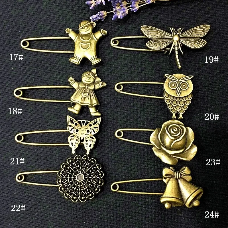 Zakka Fashion Jewelry Diy Accessories Flower Bow Beautiful Bronze Vintage Brooches and Pins for Women Men 3pcs/lot