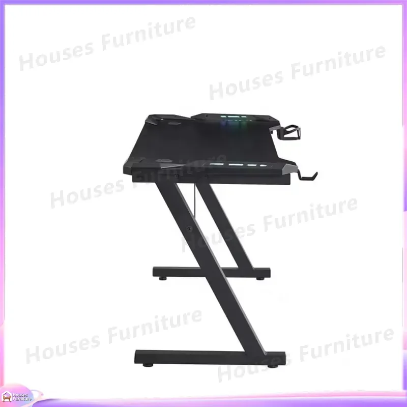 Hot Sale Z Shaped Gaming Desk with Headphone Hook Cup Holder Adjustable Height Ergonomic Computer Table for Bedroom Home