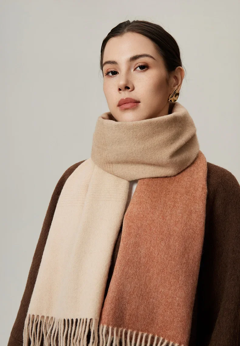 وشاح نسائي كاجوال من الصوف مع شال شرابة شتاء 2025 إكسسوار عصري جديد #6