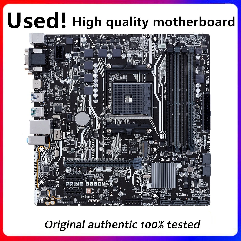 For ASUS PRIME B350M-A Motherboard Socket AM4 DDR4  For AMD B350M B350 Original Desktop Mainboard Used Mainboard