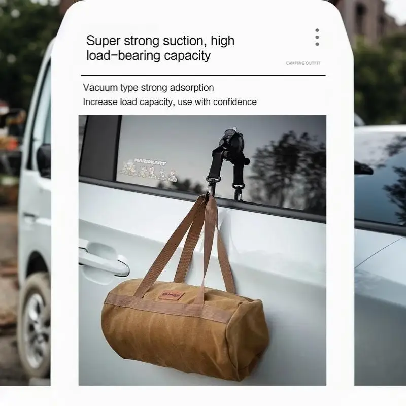 4 Stück Saugnapfhaken mit 360-Grad-Drehfunktion, strapazierfähiges Nylonband für Auto, Zuhause, Outdoor und Camping. – Detail 12