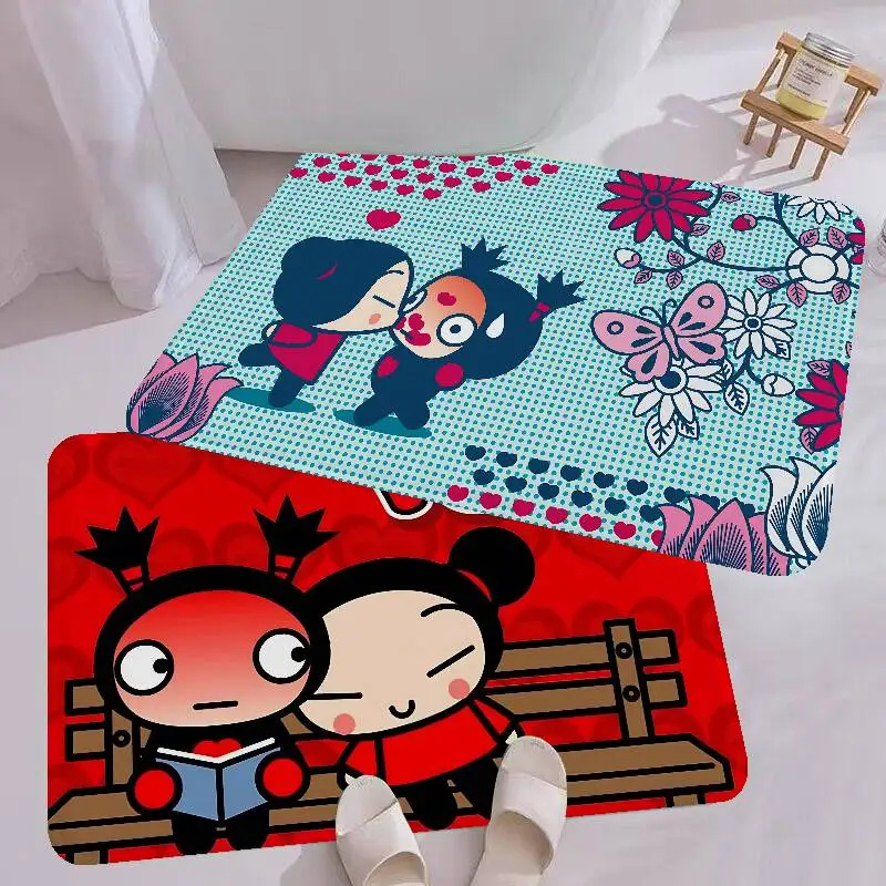 Animation Series P-Pucca Bathroom Mat Kids Room Bedroom Decoration Balcony Anti-Slip Doormat Living Room Welcome Rug