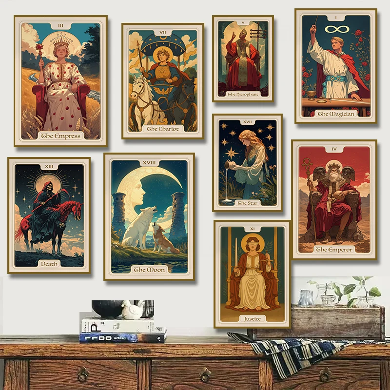 Tarot Card Calculating The Interweaving of Fate Poster The Empress  Sun Moon Canvas Painting Wall Pictures Divination Home Decor