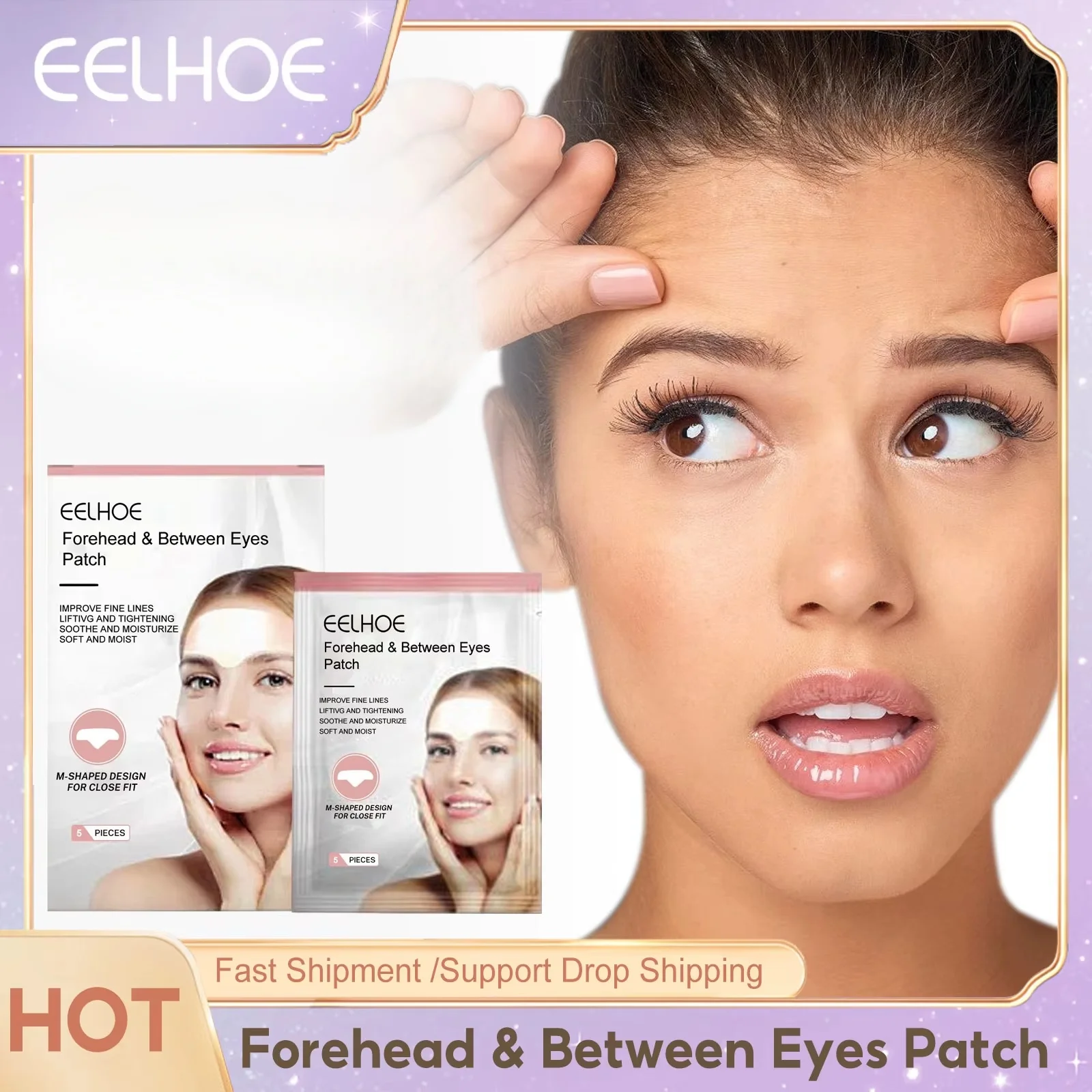 

EELHOE Anti-wrinkle Forehead Line Removal Patch Collagen Protein Reusable Anti Aging Moisturizng Facial Skin Care Stickers 5pcs